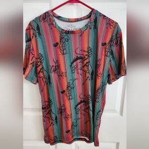 Colorful Striped Western Graphic T-Shirt